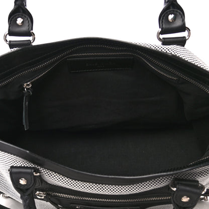 Balenciaga Calfskin Twill Classic Hardware Perforated City Black White 3 of 4