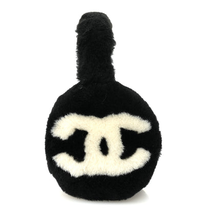 Chanel Shearling CC Ear Muffs Black White 4 of 6