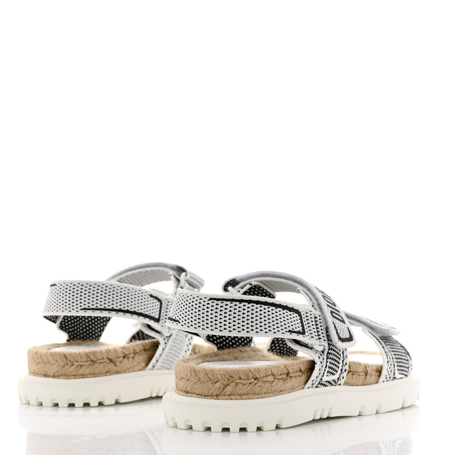 Christian Dior Technical Knit Jute Dioract 10mm Sandals 40 White Black 4 of 8