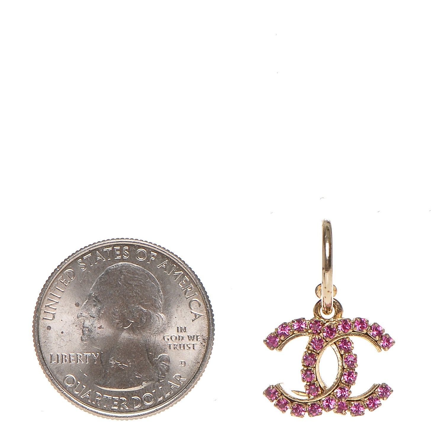 Chanel Crystal CC Drop Earrings Fuchsia 2 of 4
