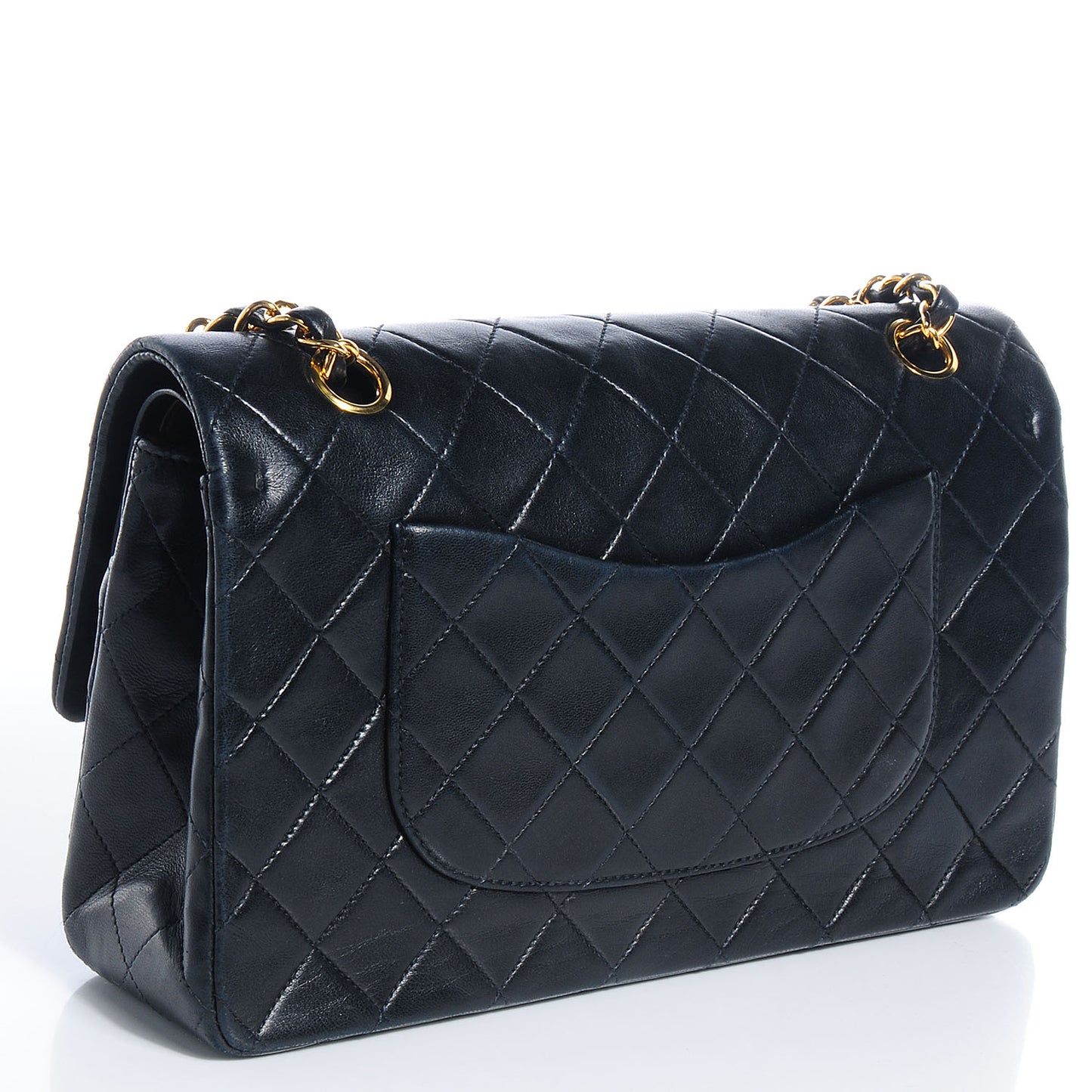 Lambskin Medium Double Flap Black