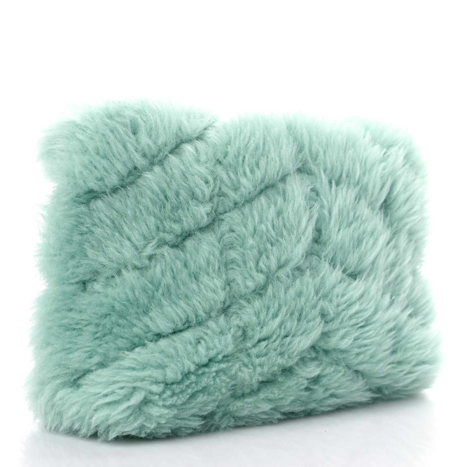 Saint Laurent Shearling Quilted Monogram Loulou Puffer Pouch Clutch Iced Mint 5 of 11