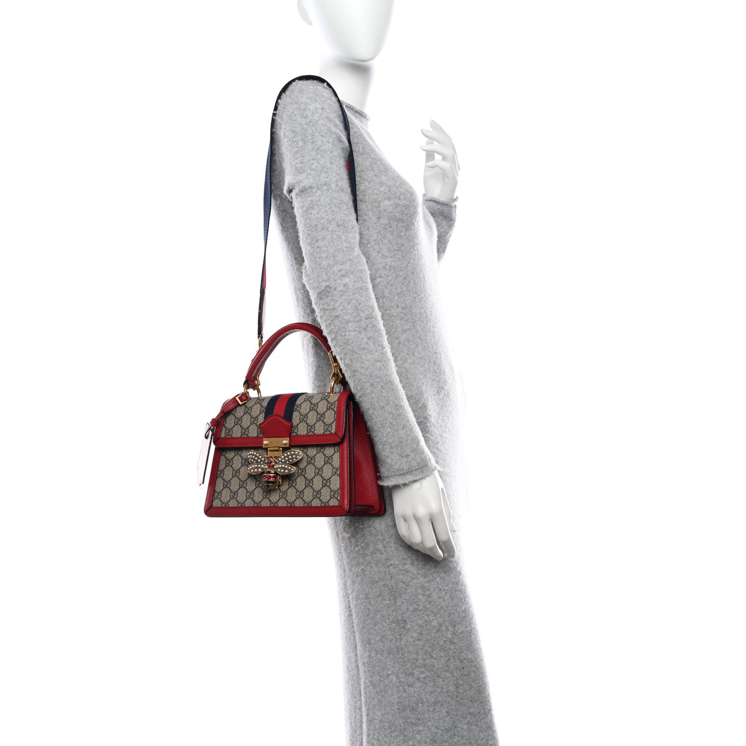 Gucci GG Supreme Monogram Small Queen Margaret Top Handle Bag Red 2 of 12