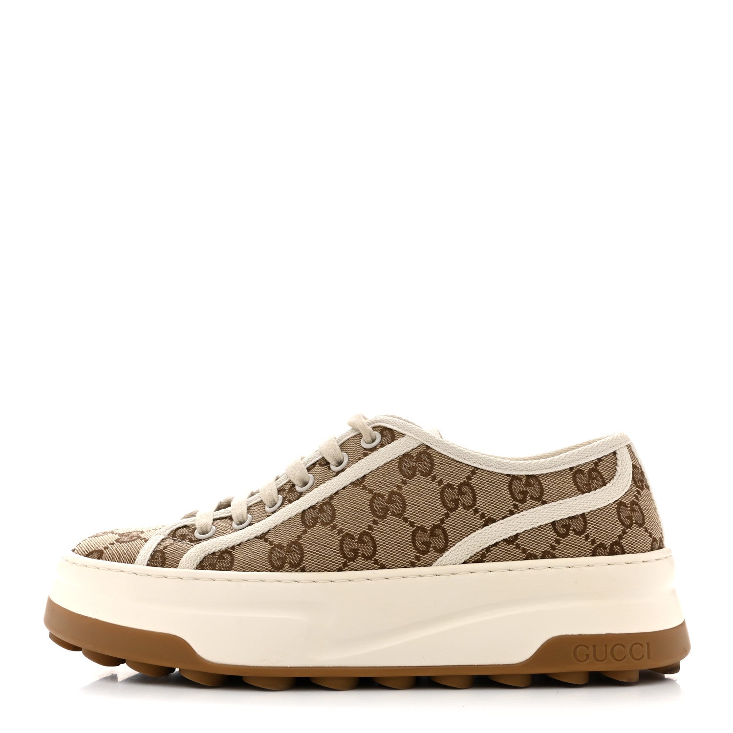 Gucci GG Monogram Womens 1977 Tennis Platform 52mm Sneakers 39 Beige Ebony Mystic White 1 of 10