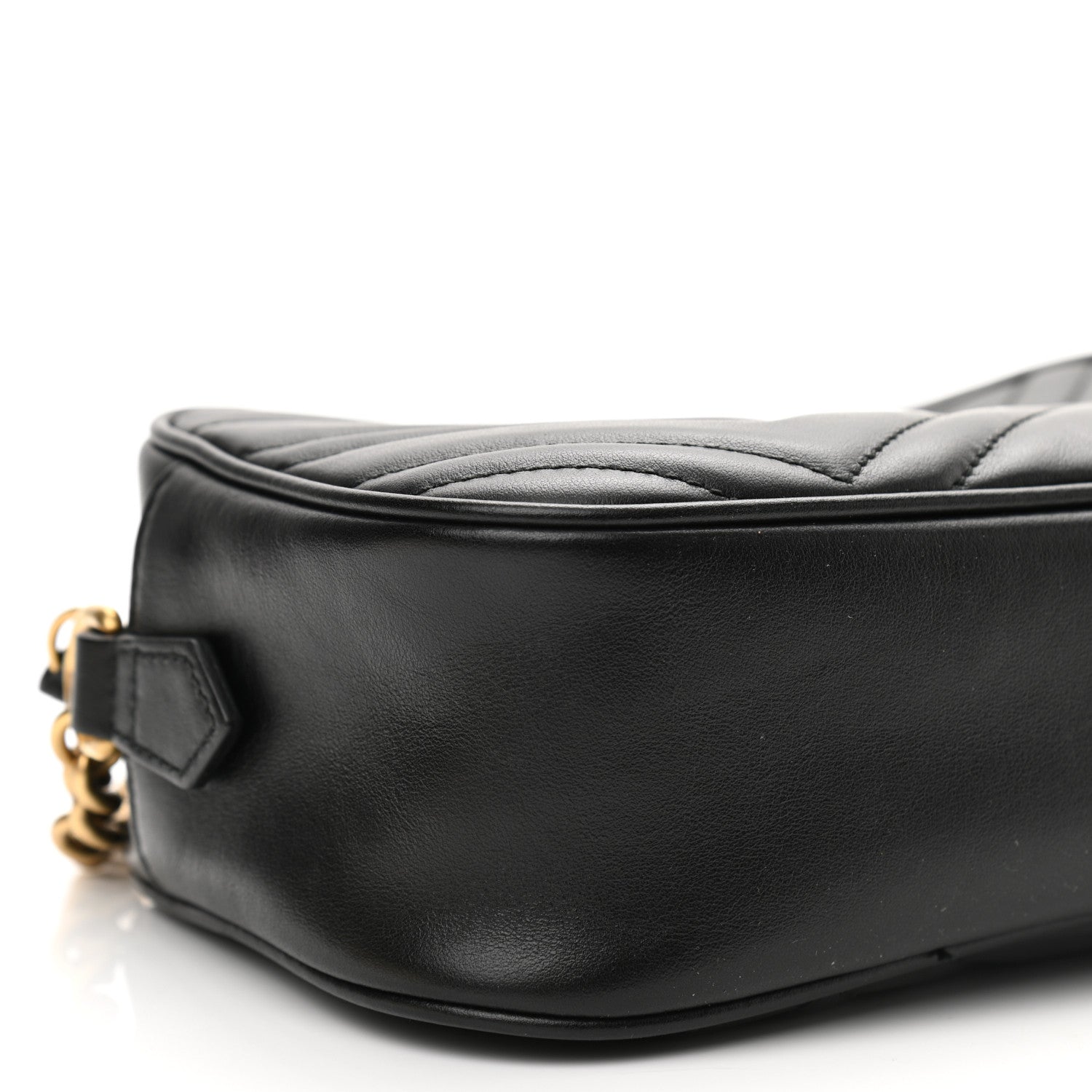 Gucci Calfskin Matelasse Small GG Marmont Chain Shoulder Bag Black 9 of 11