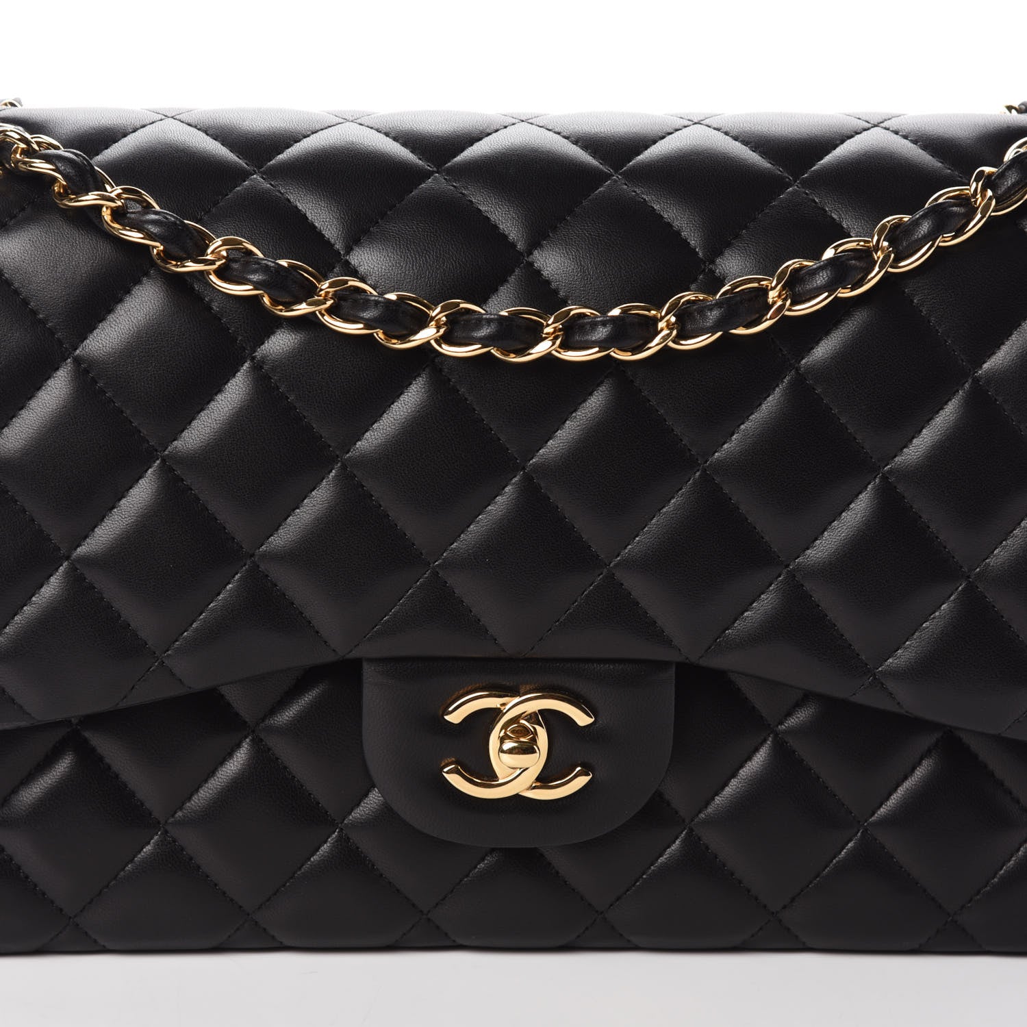 Chanel Lambskin Quilted Jumbo Double Flap Black 8 of 10