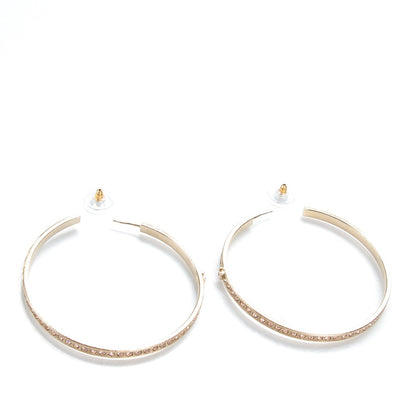 Chanel Crystal CC Hoop Earrings Pale Pink Gold 4 of 5