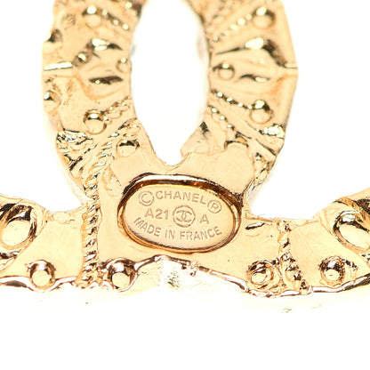Chanel Metal Textured CC Earrings Gold 4 of 5