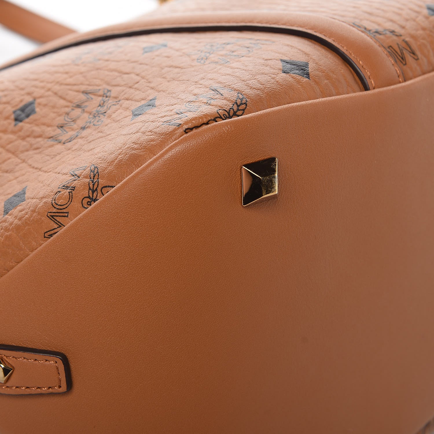 MCM Visetos Studded Medium Shopping Tote Cognac 14 of 16