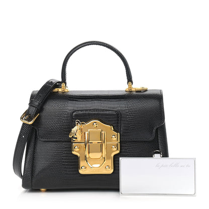 Dolce & Gabbana Calfskin Iguana Embossed Mini Lucia Satchel Black 1 of 10