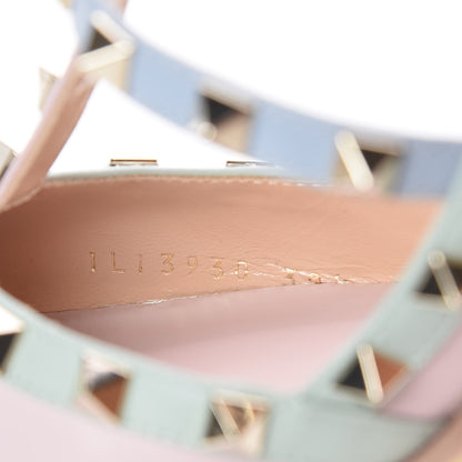 Valentino Garavani Nappa Watercolor Rockstud Ankle Strap 100mm Pumps 39.5 Rose Green Yellow Sky 8 of 10