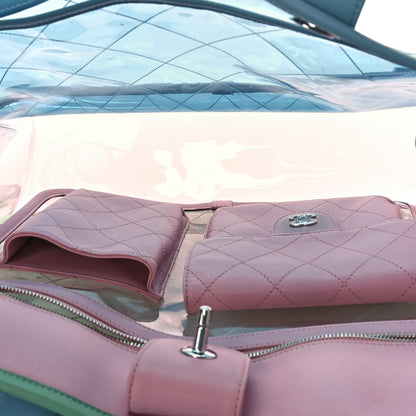 Chanel PVC Lambskin Stitched Medium Coco Splash Shopping Bag Blue Green Pink 5 of 10