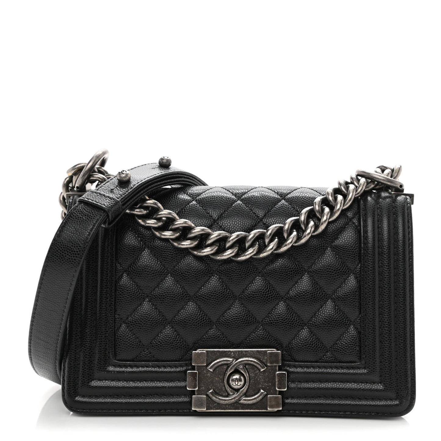 Caviar Quilted Small Boy Flap Black