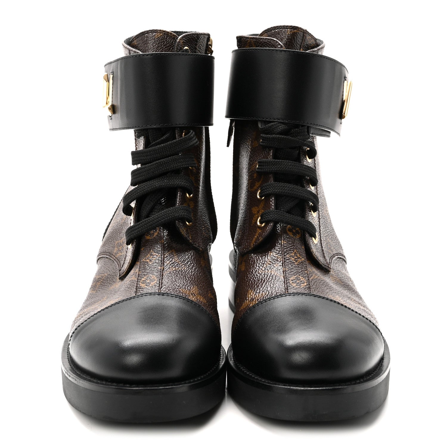 Louis Vuitton Calfskin Monogram Wonderland Flat Ranger Boots 39 Black 3 of 10