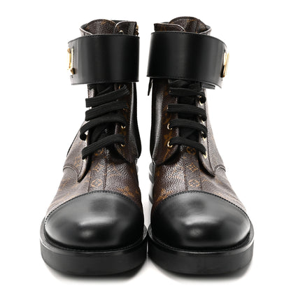 Louis Vuitton Calfskin Monogram Wonderland Flat Ranger Boots 39 Black 3 of 10