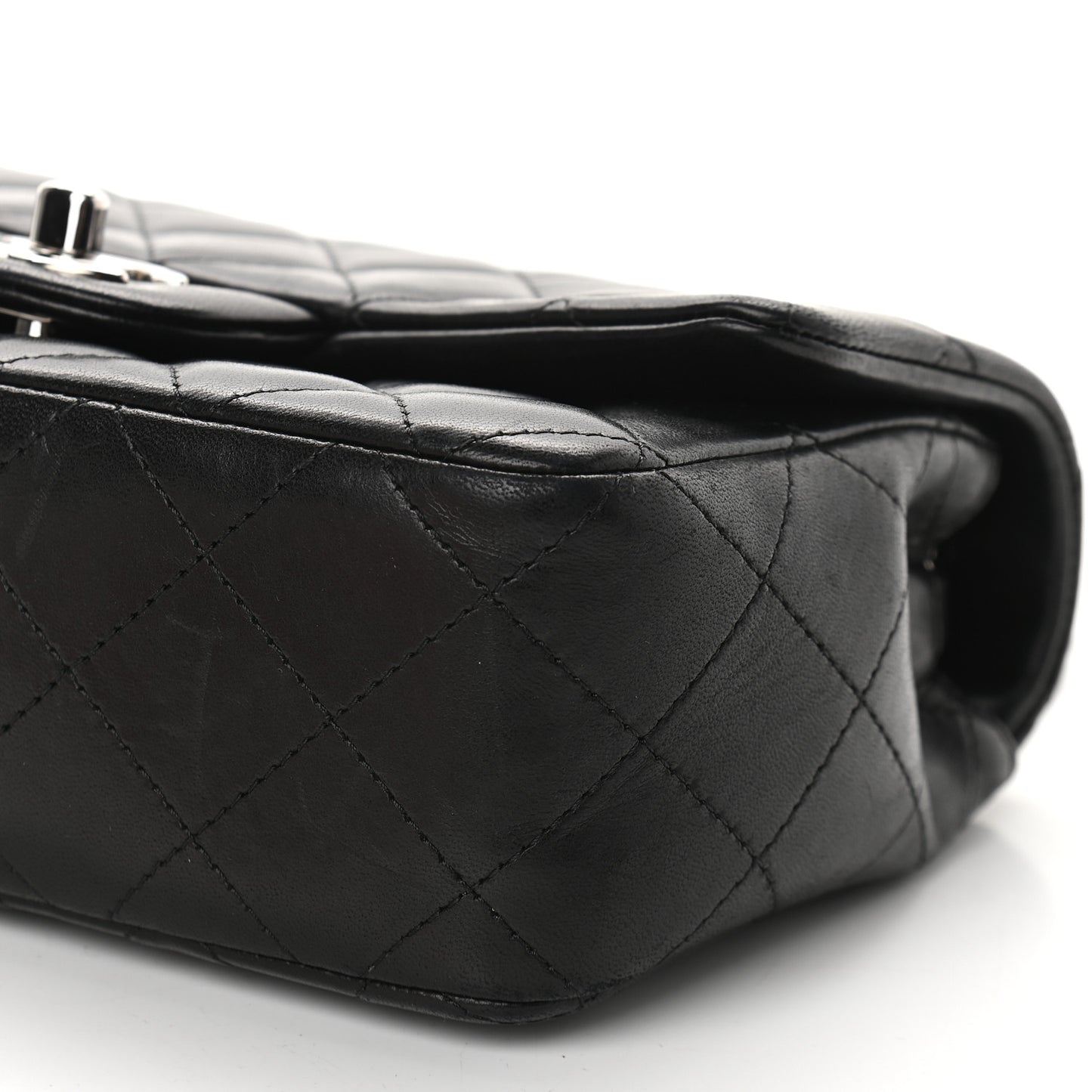 Lambskin Quilted Mini Rectangular Flap Black
