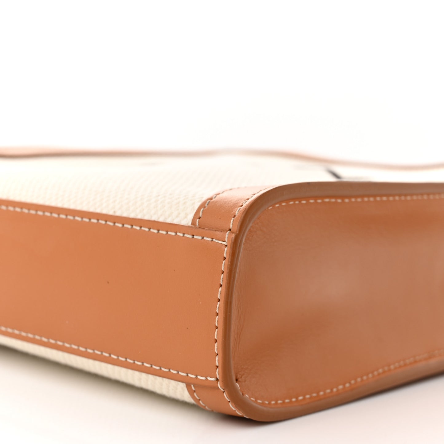 Canvas Calfskin Mini Vertical Cabas Natural Tan