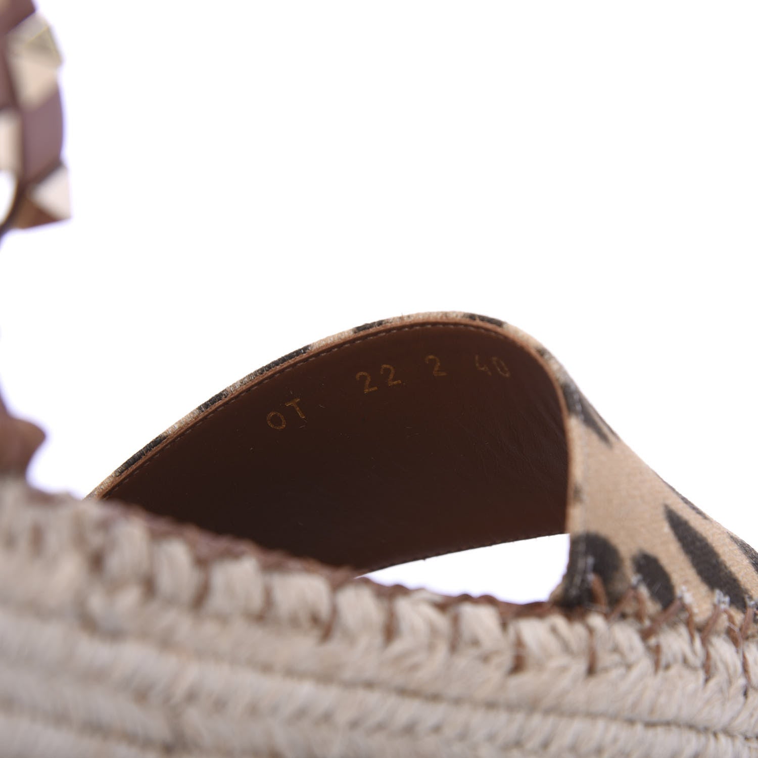Valentino Garavani Canvas Leopard Print Rockstud Ankle Wrap Espadrille Flatform Sandals 40 Brown 8 of 9