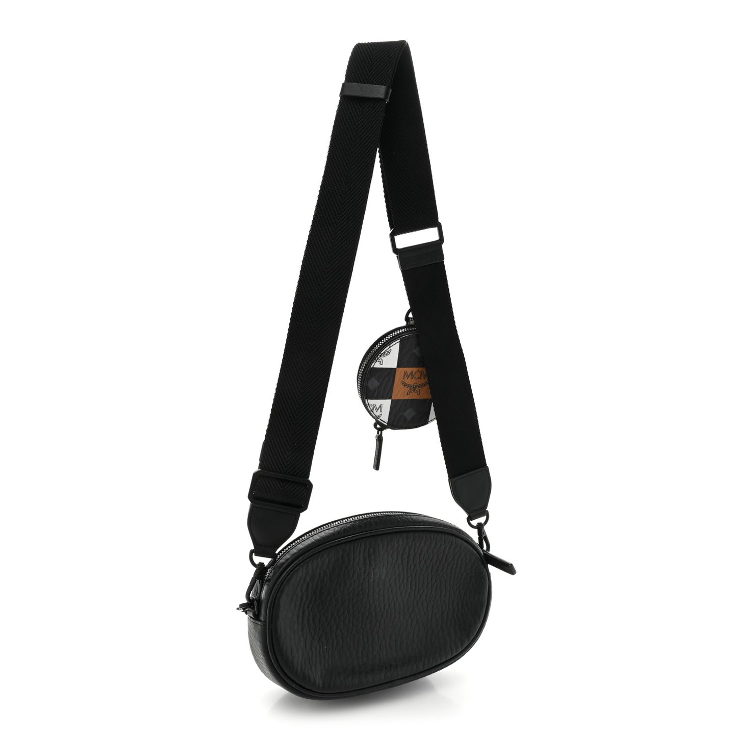 Checkerboard Visetos Small Aren Multifunction Crossbody Pouch Black White