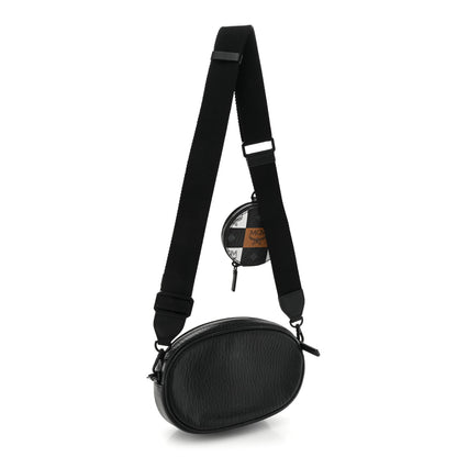 MCM Checkerboard Visetos Small Aren Multifunction Crossbody Pouch Black White 3 of 13