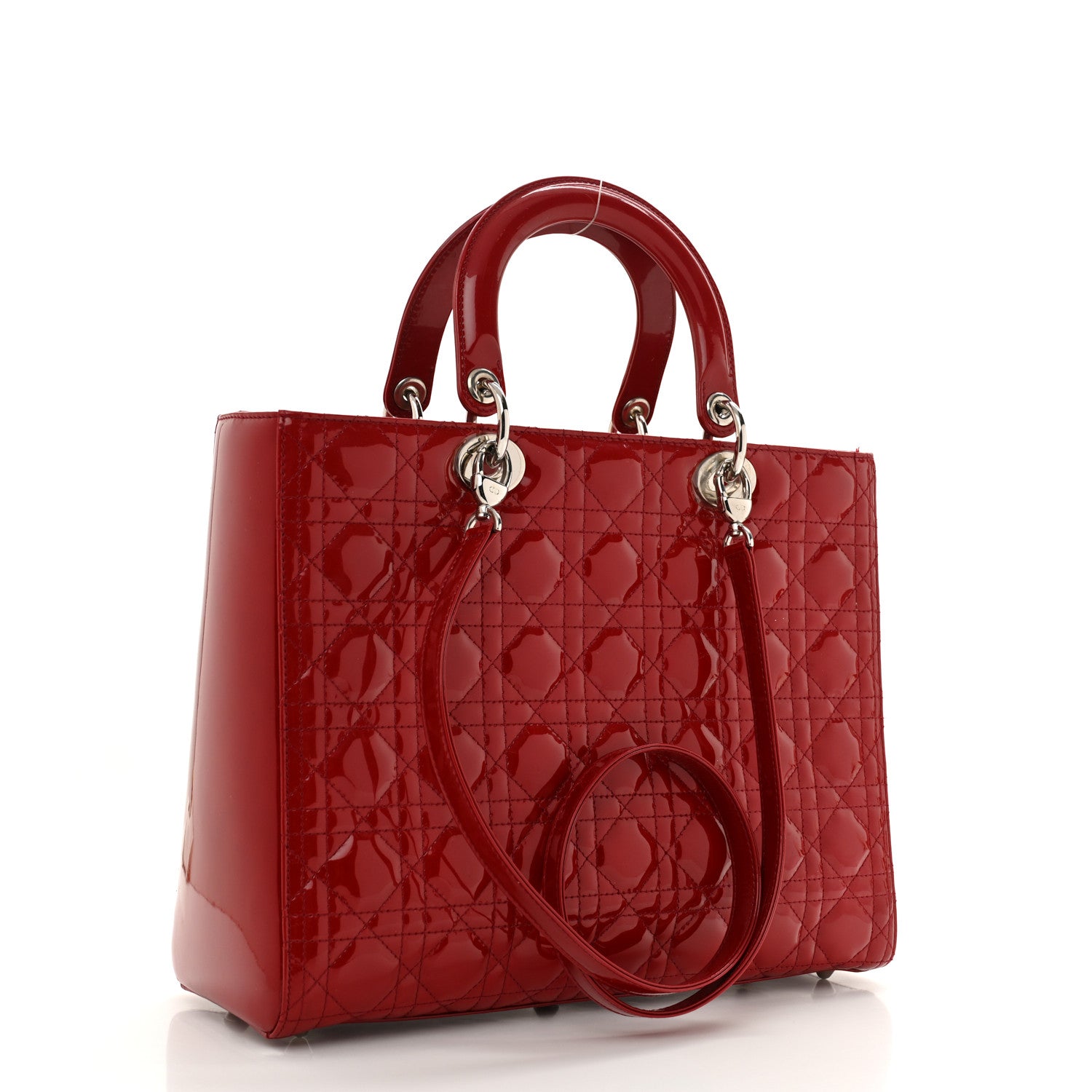 Christian Dior Patent Cannage Large Lady Dior Red 3 of 13