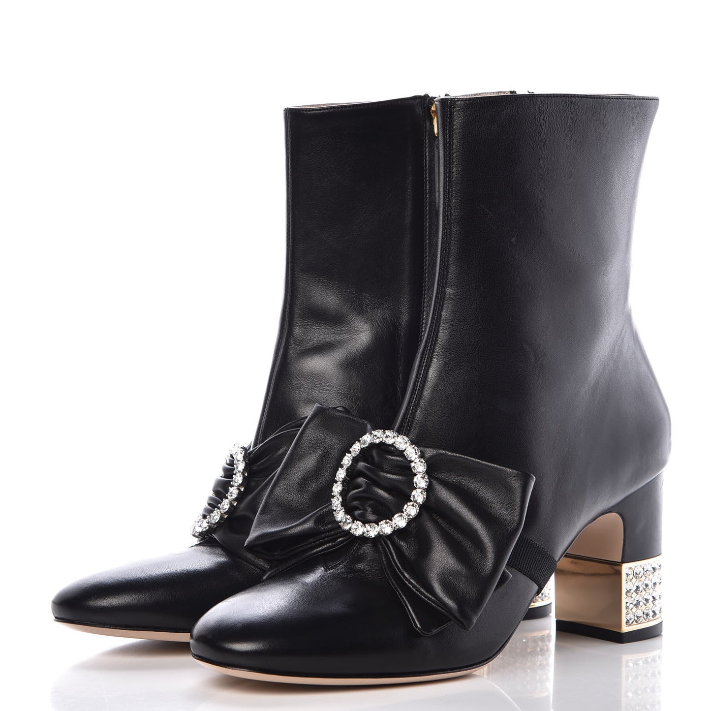 Nappa Removable Bow Candy Ankle Boots 40 Black
