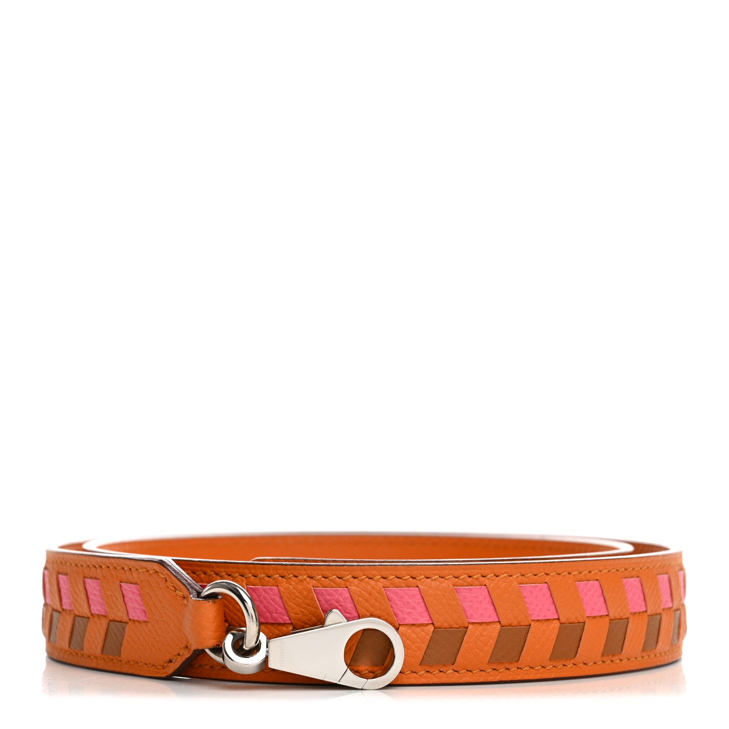 Hermes Epsom 25mm Tressage Shoulder Strap Orange Gold Rose Azalee 1 of 4