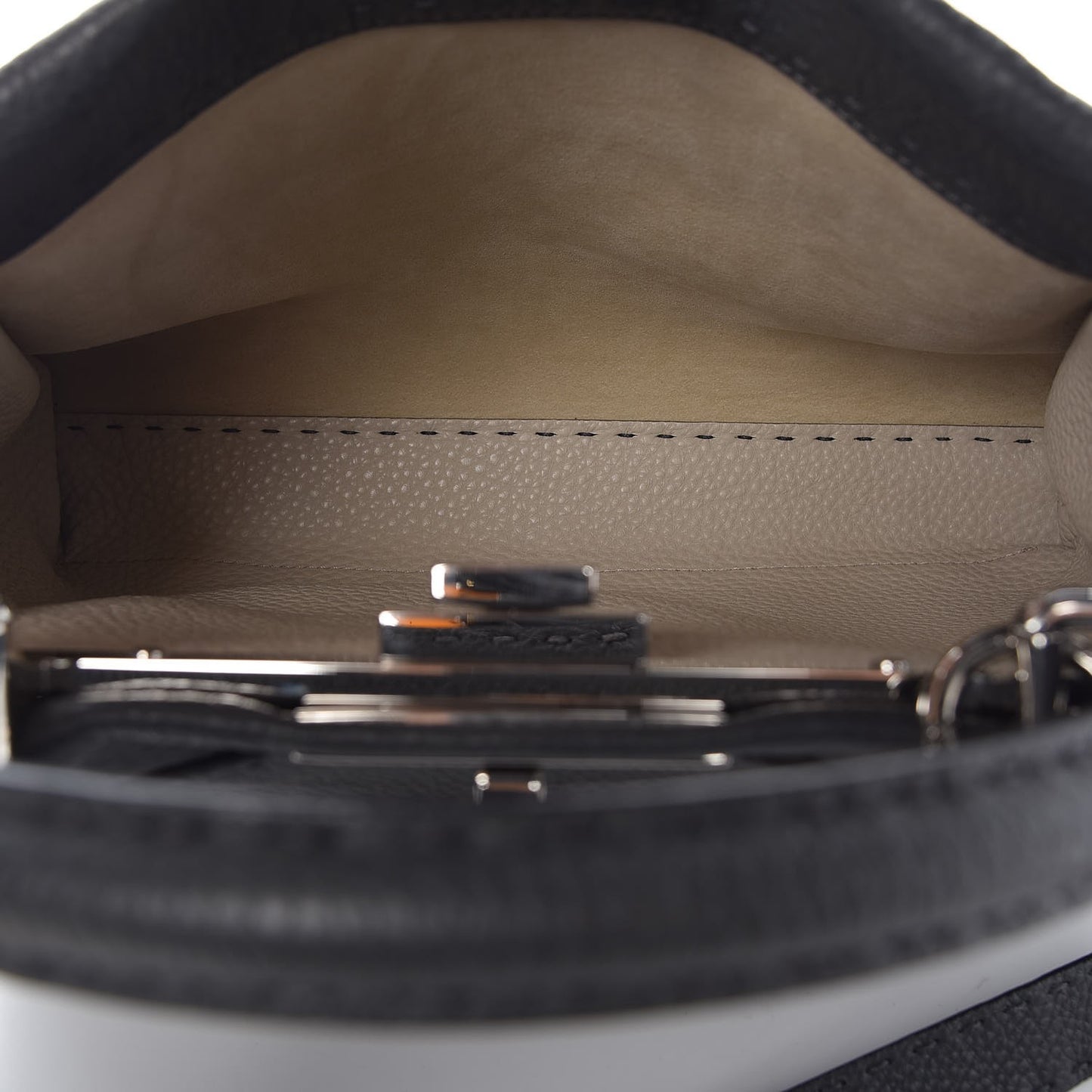 Cuoio Romano Selleria Bi-Color Medium Peekaboo Iconic Satchel Asfalto Latte