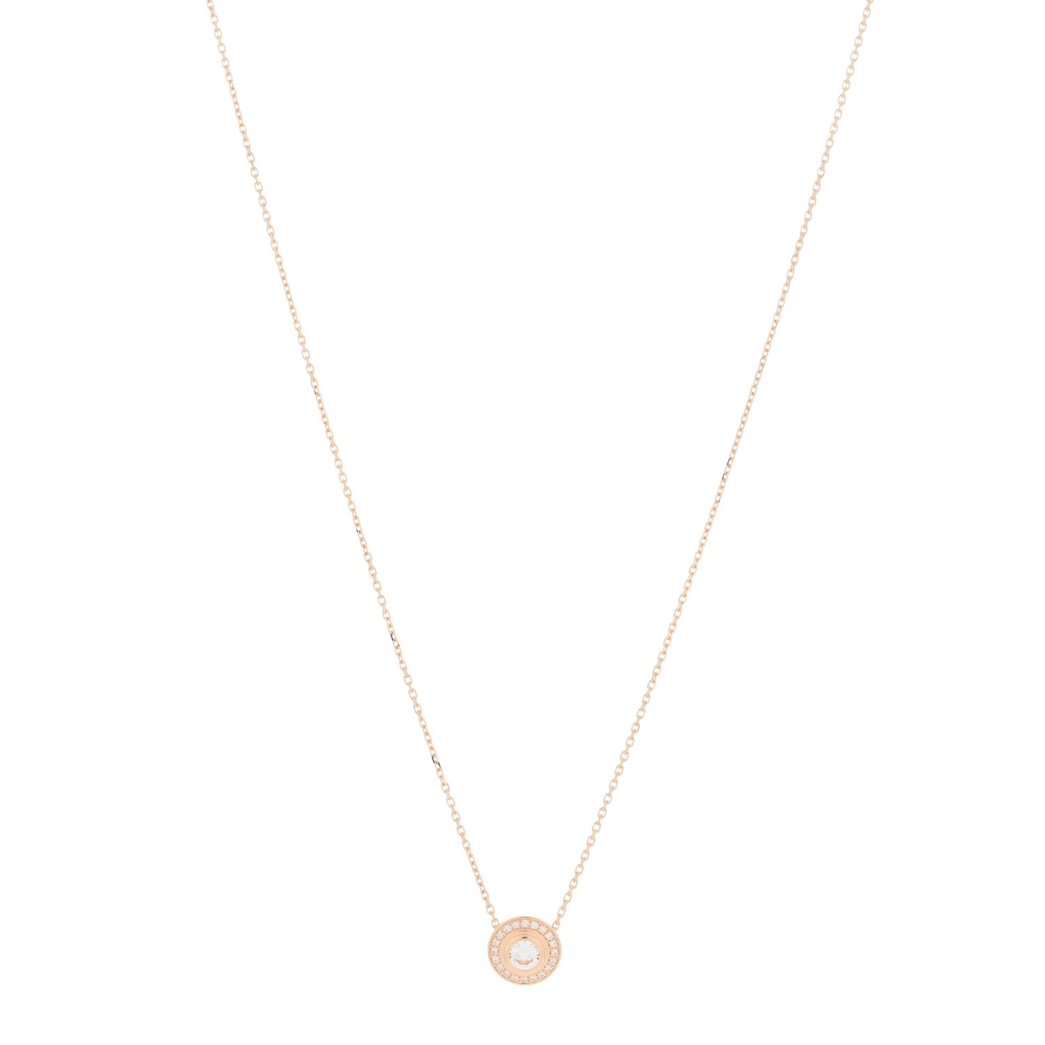 Cartier 18K Pink Gold Diamond .20ct D'Amour Pave Necklace 1 of 4