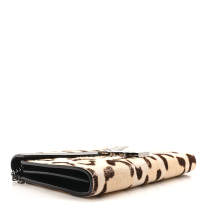 Saint Laurent Calf Hair Leopard Print Monogram Cassandra Chain Wallet White Multicolor 4 of 11