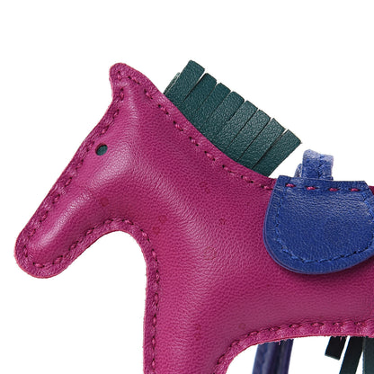 Hermes Milo Lambskin Grigri Rodeo Horse Bag Charm PM Rose Pourpre Bleu Electrique Malachite 3 of 5