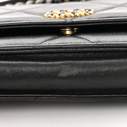 Chanel Shiny Goatskin Quilted Chanel 19 Wallet On Chain WOC Black 22 of 23