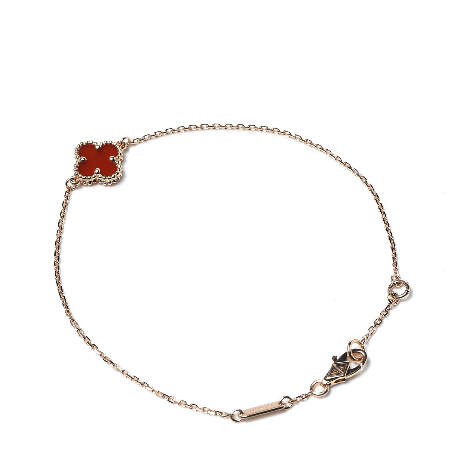 Van Cleef & Arpels 18K Rose Gold Carnelian Sweet Alhambra Bracelet 3 of 7