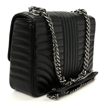 Prada Soft Calfskin Impunture Diagramme Large Chain Flap Shoulder Bag Black 3 of 10