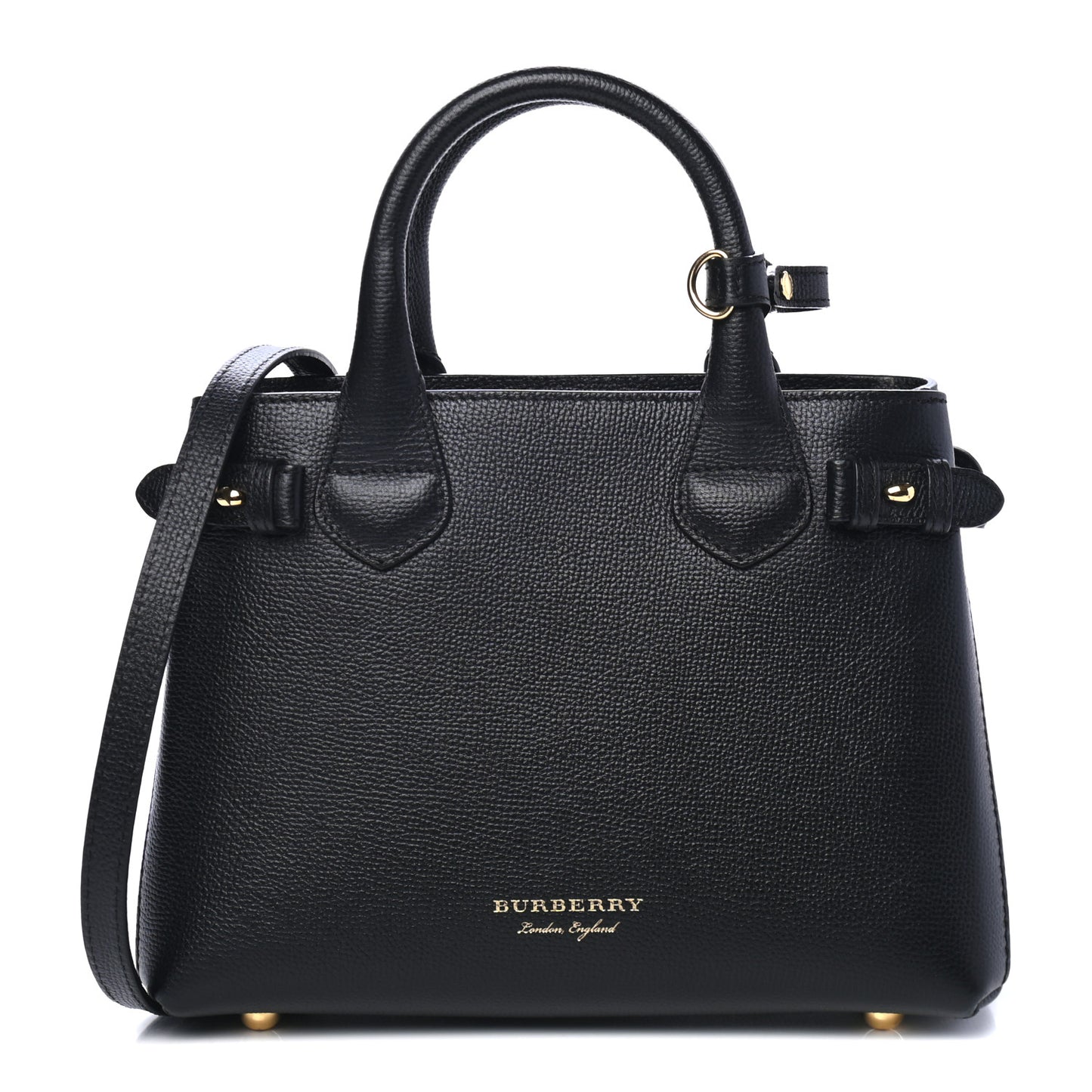 Grainy Calfskin House Check Small Banner Tote Black