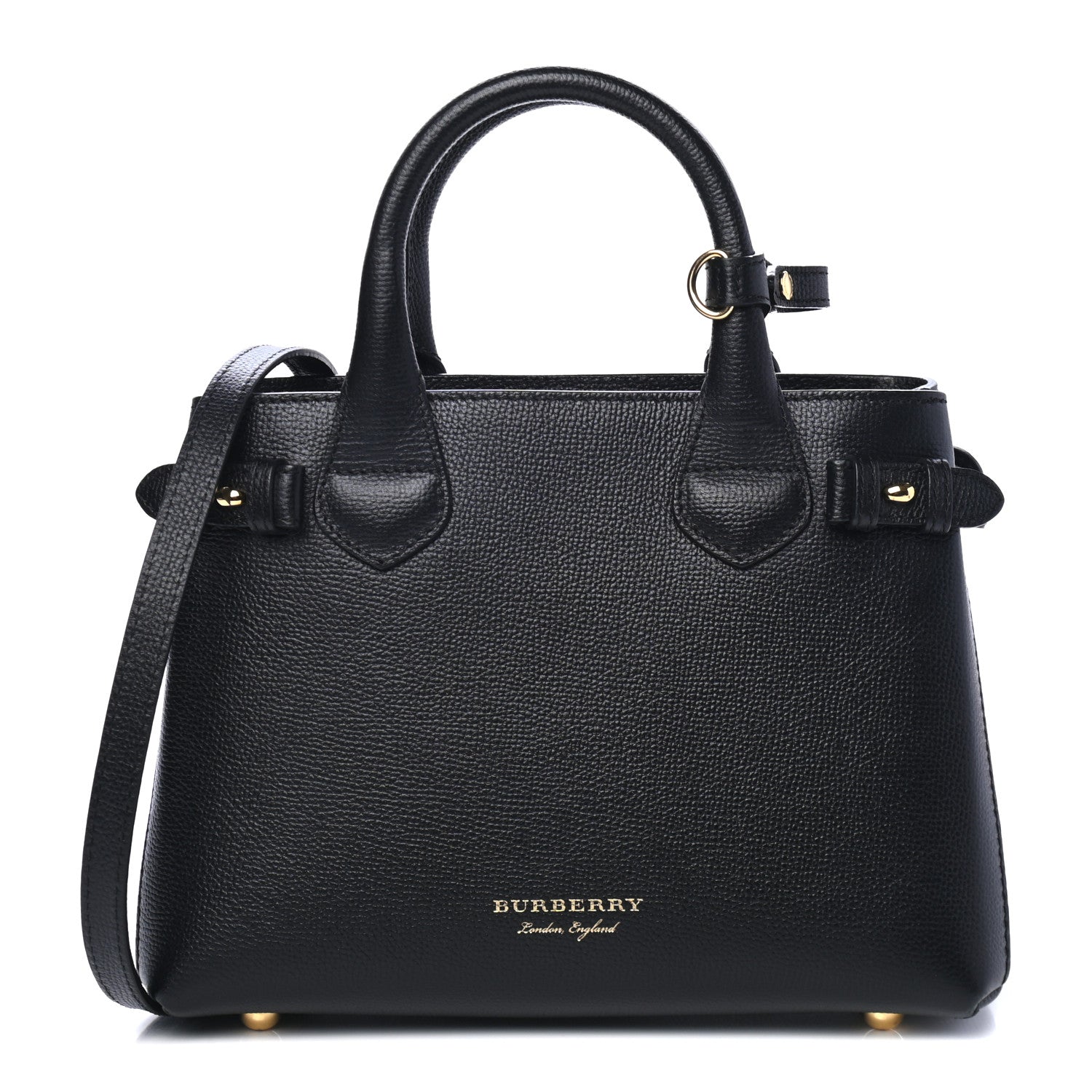 Burberry Grainy Calfskin House Check Small Banner Tote Black 1 of 4