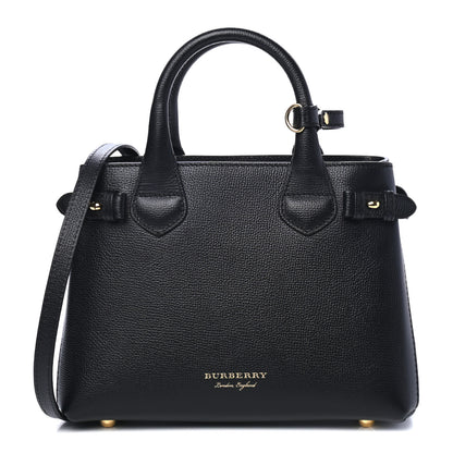 Burberry Grainy Calfskin House Check Small Banner Tote Black 1 of 4