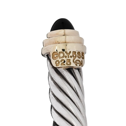 David Yurman Sterling Silver 14K Yellow Gold Black Onyx 5mm Cable Classics Petite Color Bracelet 3 of 3