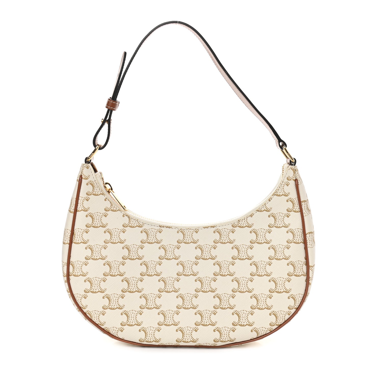Canvas Calfskin Ava Triomphe Shoulder Bag White