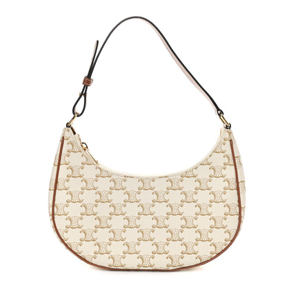 Celine Canvas Calfskin Ava Triomphe Shoulder Bag White 1 of 10
