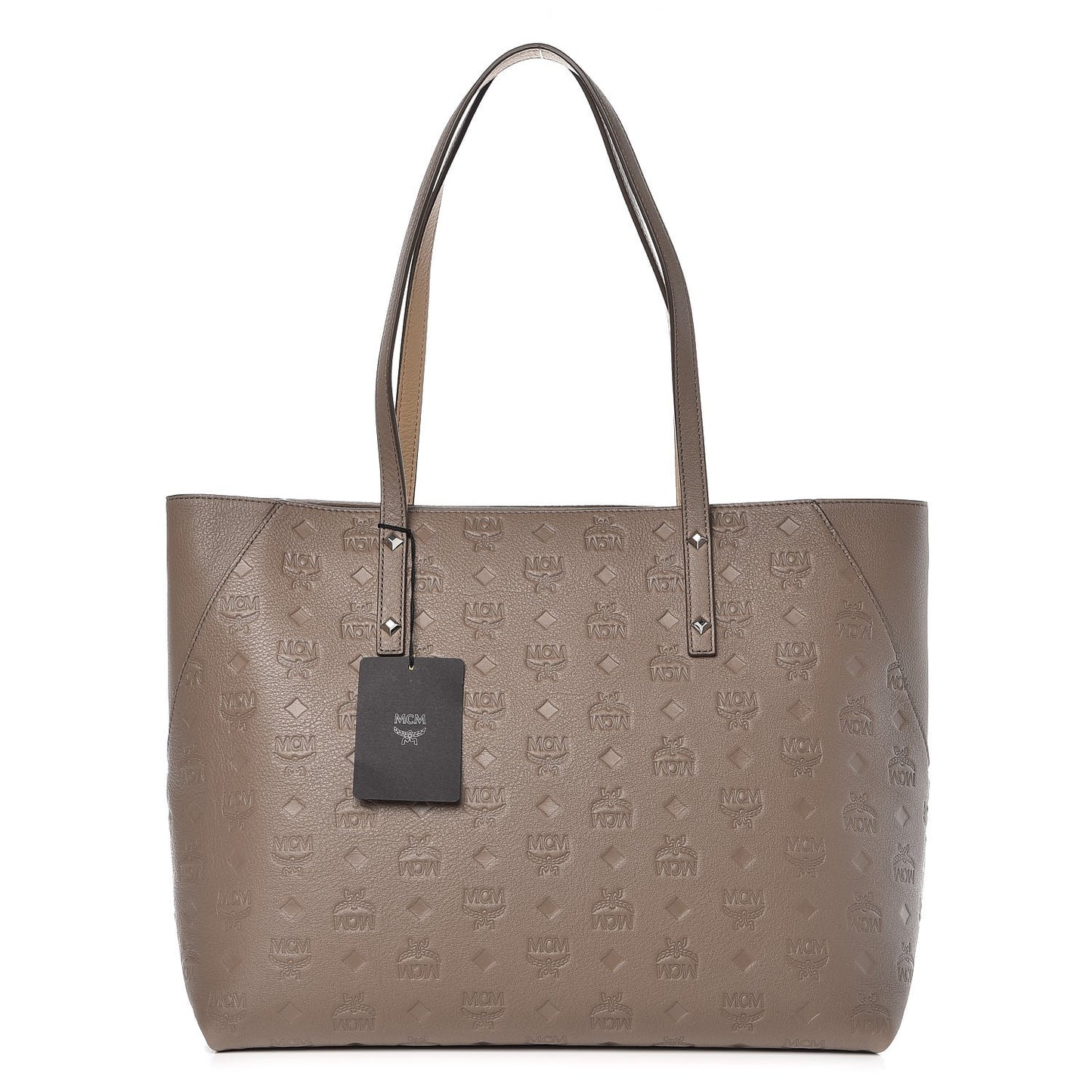 Grained Calfskin Monogram Medium Klara Top Zip Tote Urban Taupe