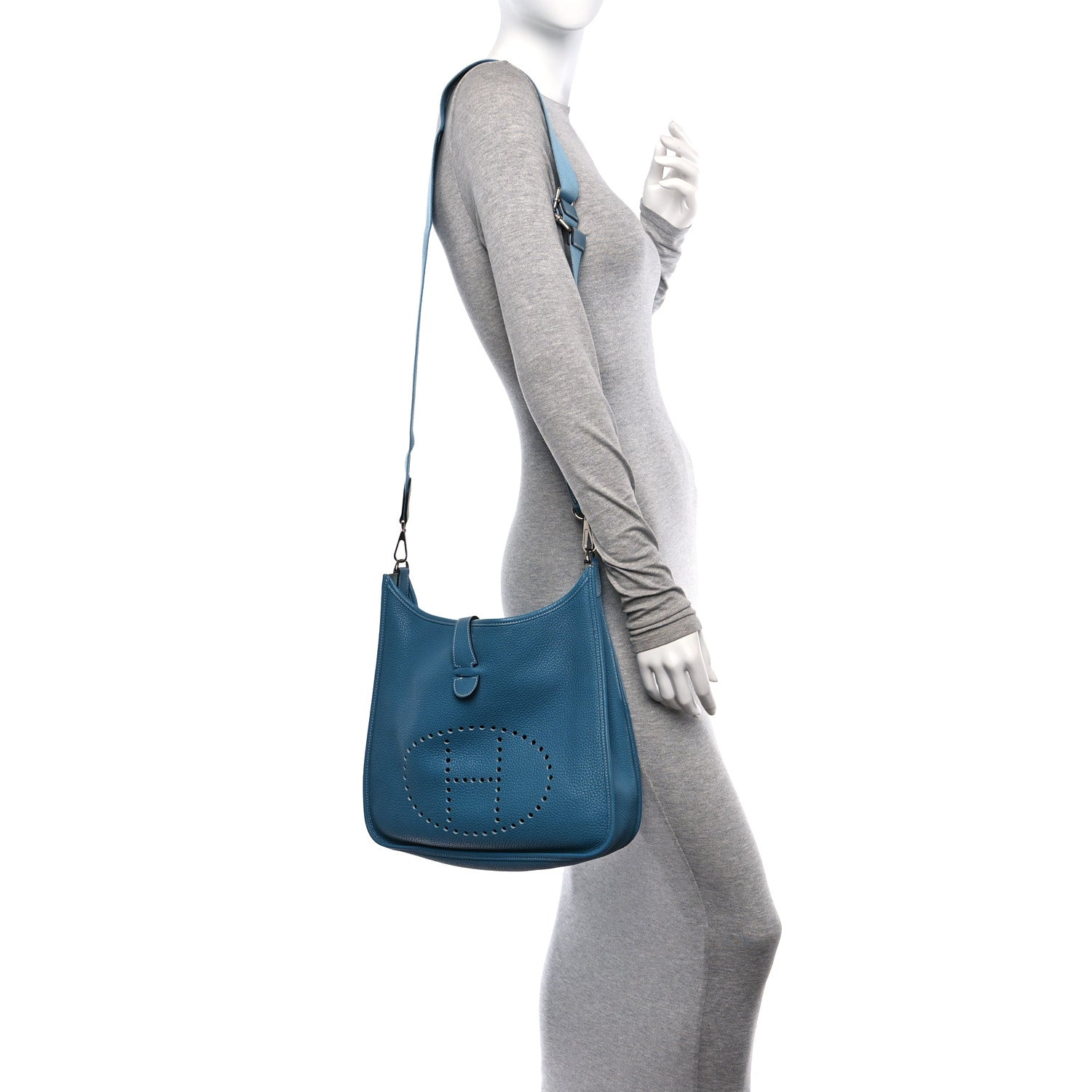 Hermes Taurillon Clemence Evelyne III GM Blue Jean 2 of 10