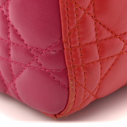 Christian Dior Lambskin Cannage Medium Bi-Color Lady Dior Orange Fuchsia 14 of 15