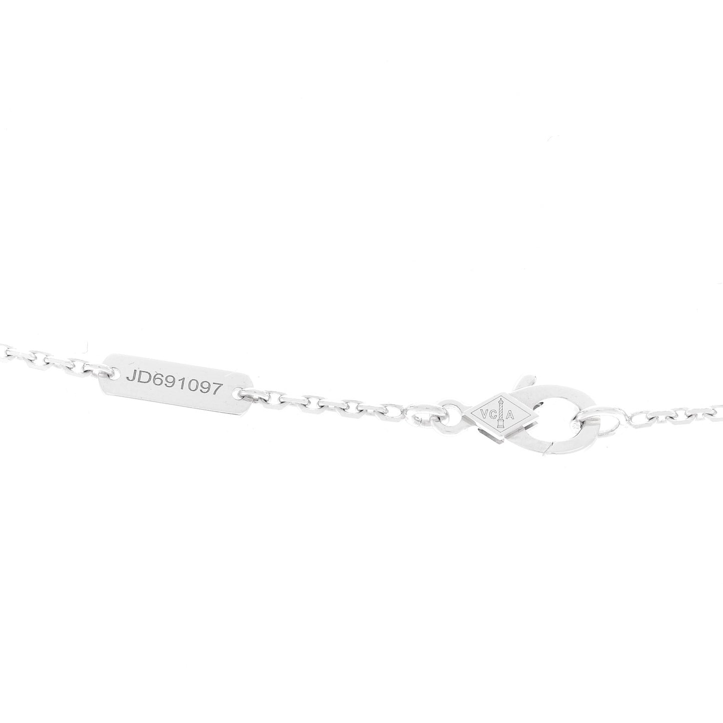 18K White Gold Guilloche Vintage Alhambra Pendant Necklace