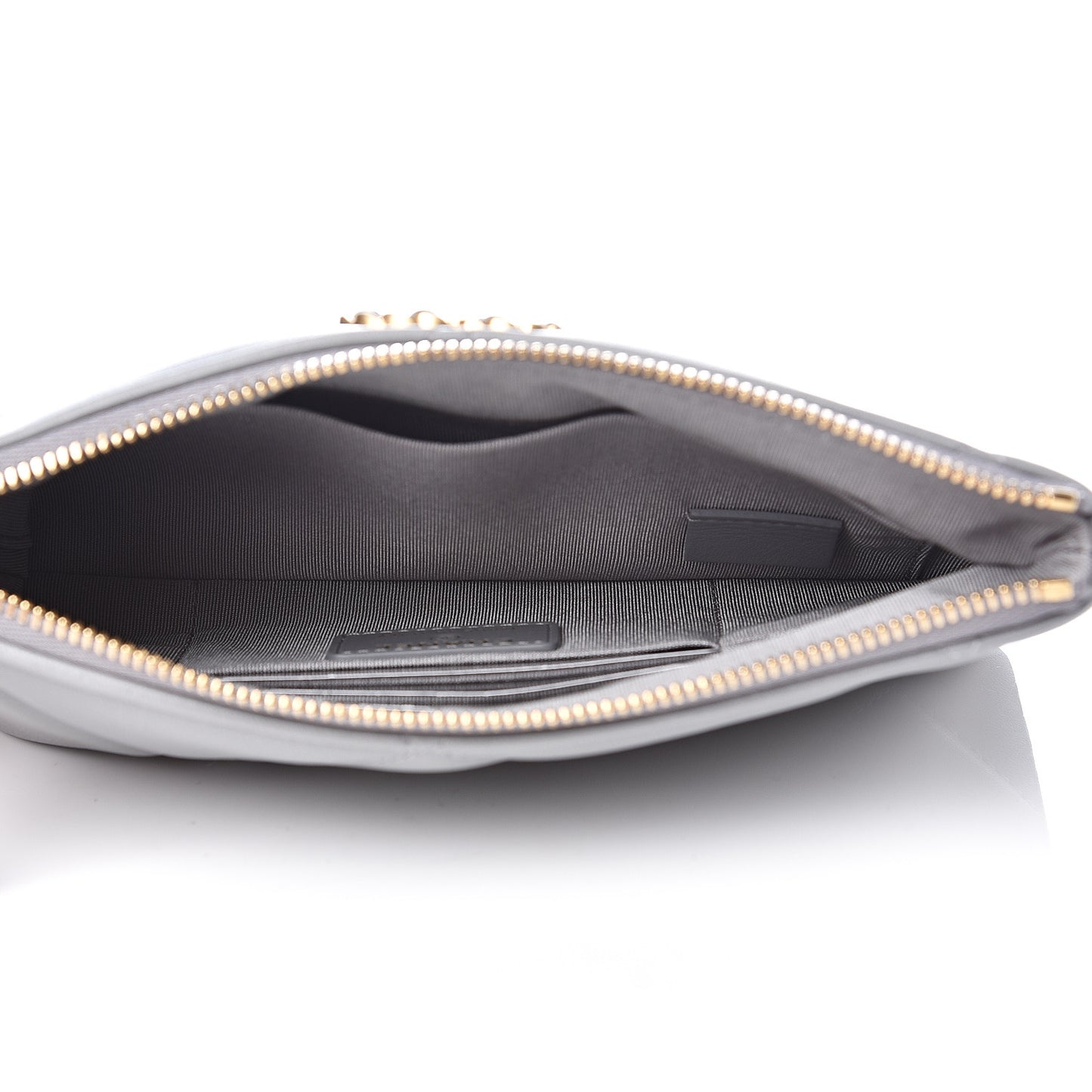 Goatskin Quilted 19 Cosmetic Case Grey