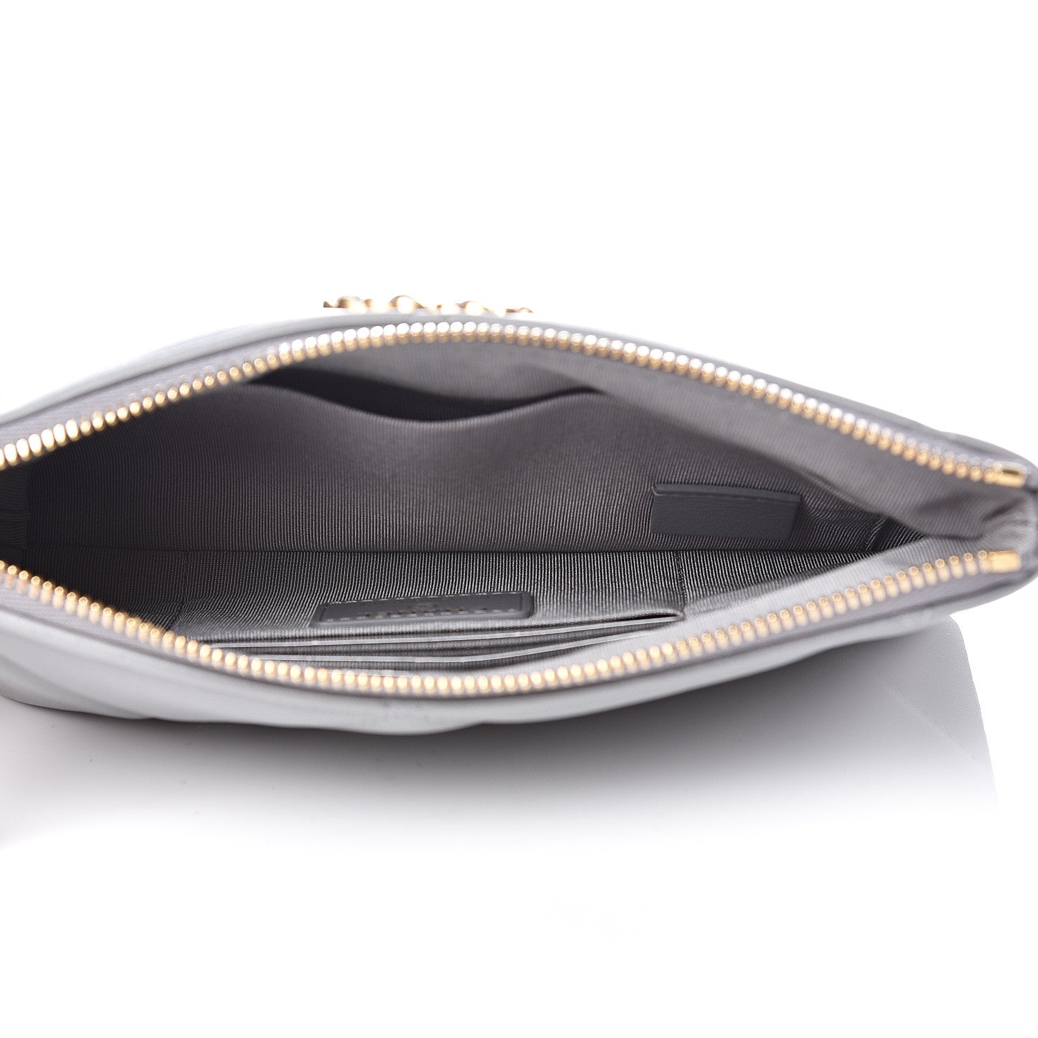 Chanel Goatskin Quilted 19 Cosmetic Case Grey 4 of 8