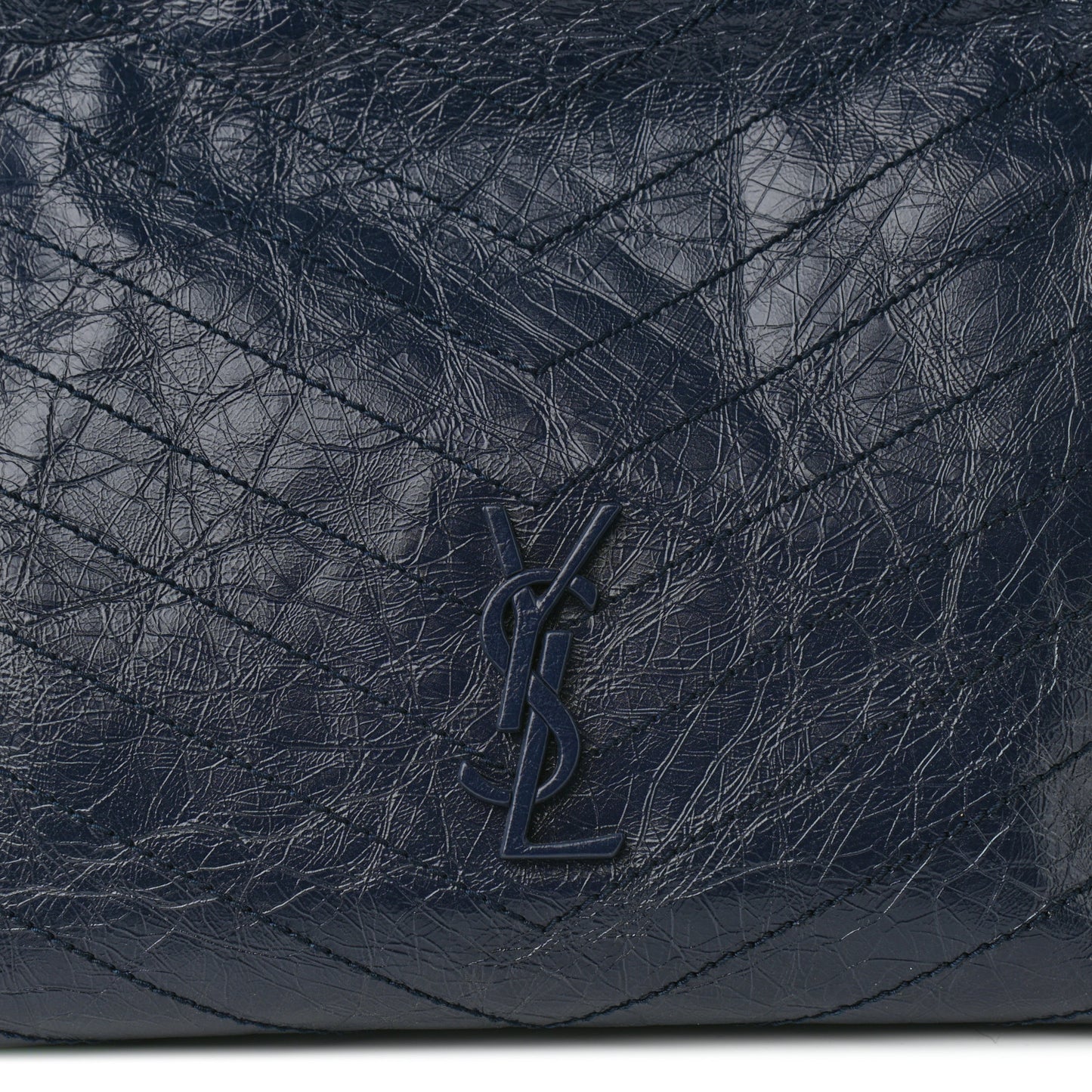 Crinkled Calfskin Matelasse Monogram Niki Shoulder Bag Deep Marine