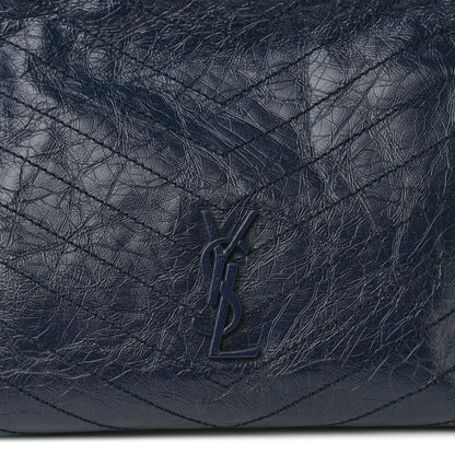 Saint Laurent Crinkled Calfskin Matelasse Monogram Niki Shoulder Bag Deep Marine 8 of 10