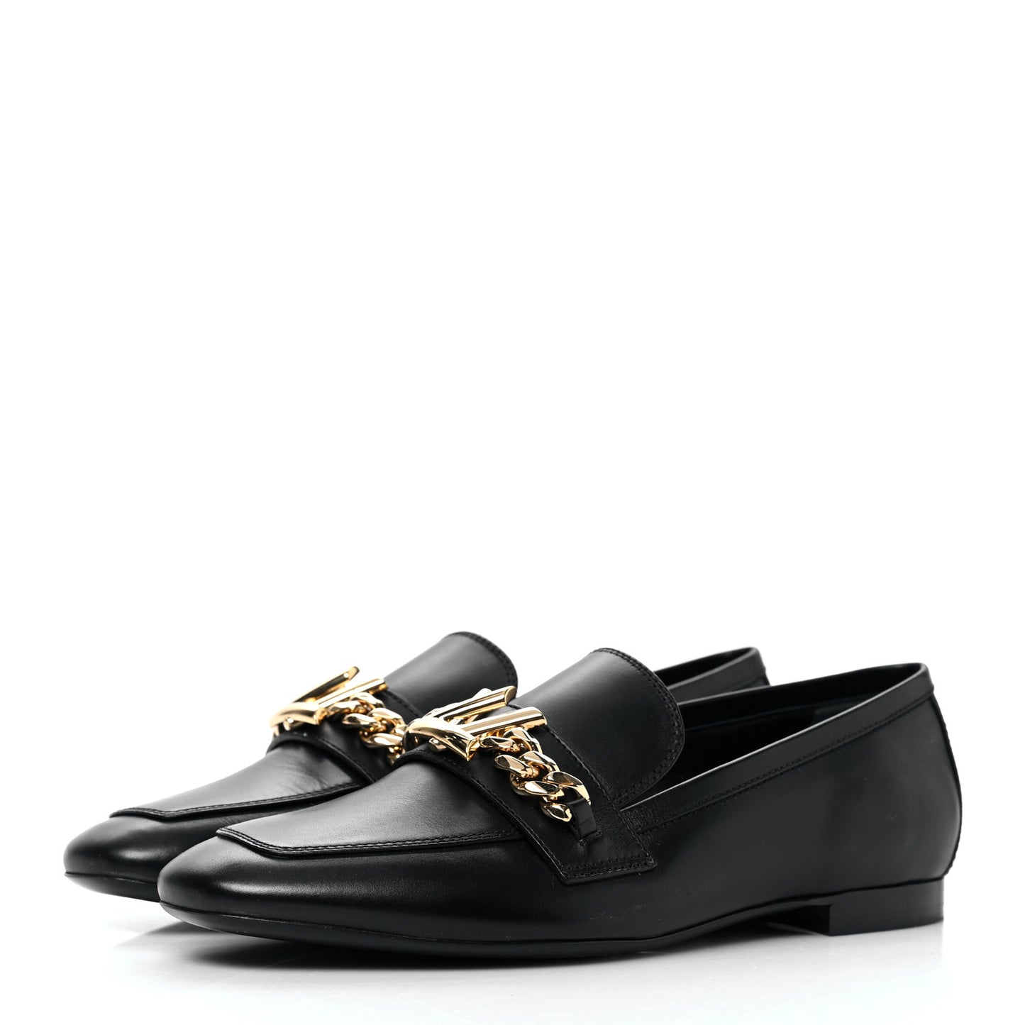 Calfskin Upper Case Flat Loafer 36 Black