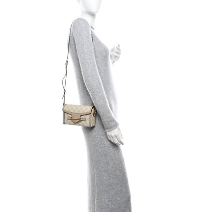 Gucci GG Supreme Monogram Textured Dollar Calfskin Mini Horsebit 1955 Shoulder Bag Beige Mystic White Oatmeal 2 of 10